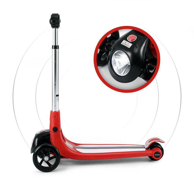 Children's scooter - foldable three-wheel scooter with anti slip and headlights