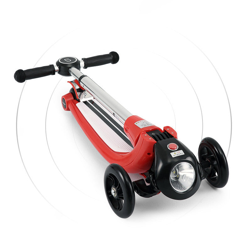 Children's scooter - foldable three-wheel scooter with anti slip and headlights