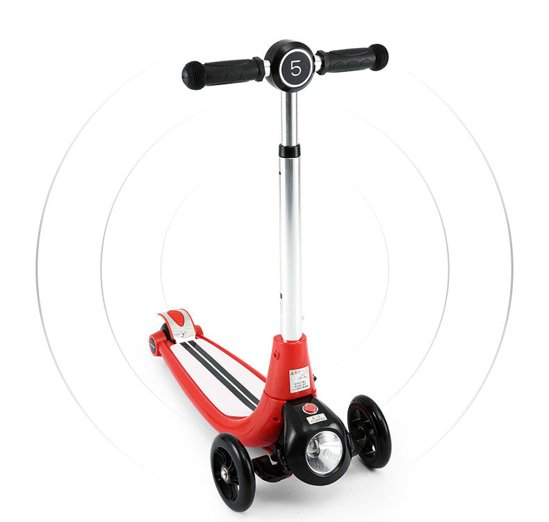 Children's scooter - foldable three-wheel scooter with anti slip and headlights